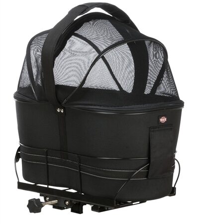 Trixie Fietsmand Achterop Zwart Met Kussen En Kap
