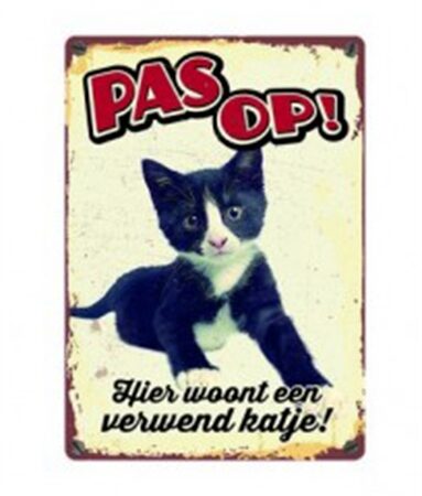 Plenty Gifts Waakbord Blik Verwend Katje