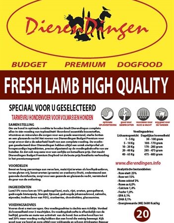 Merkloos Budget Premium Dogfood Fresh Lamb High Quality