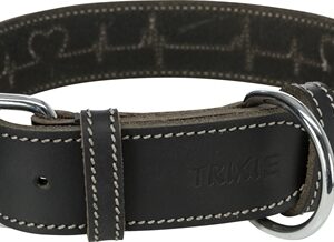 Trixie Rustic Vetleer Halsband Hond Heartbeat Zwart