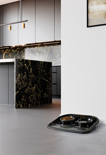 Savic Butler Voerbak En Drinkbak Met Plateau Marble Zwart / Goud - Afbeelding 12