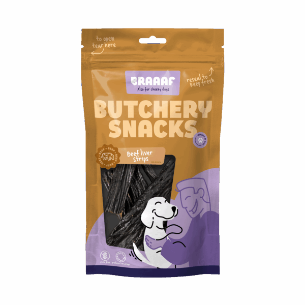 Braaaf Butchery Snacks Runderlever reepjes 150 g