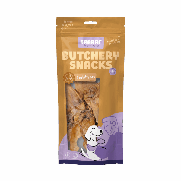 Braaaf Butchery Snacks Konijnenoren 80 g