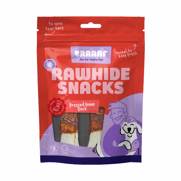 Braaaf Rawhide Pressed Bone Eend - 12,5 cm