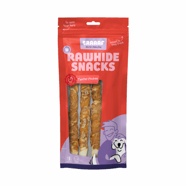 Braaaf Rawhide Twister Kip (3 st.) - 25 cm