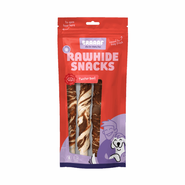 Braaaf Rawhide Twister Rund & Vis (3 st.) - 21 cm
