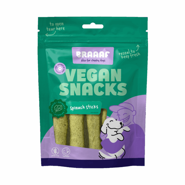 Braaaf Vegan Snack Spinazie Stick - 12 cm