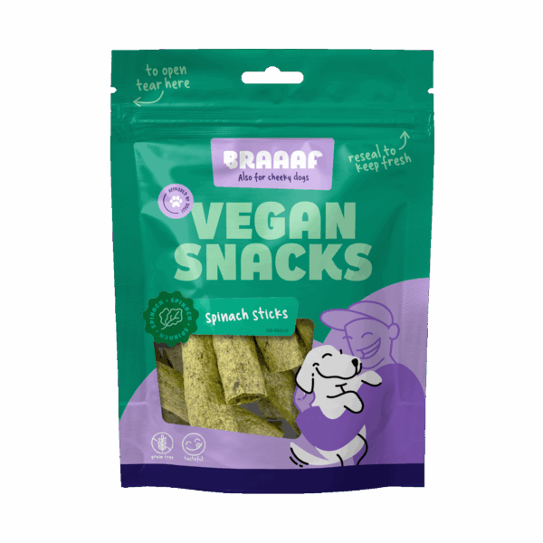 Braaaf Vegan Snack Spinazie Stick - 6 cm