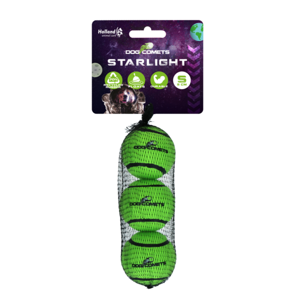 Dog Comets Tennisbal Starlight S Groen (3-pack)