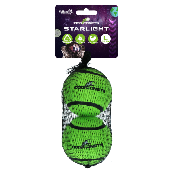 Dog Comets Tennisbal Starlight L Groen (2-pack)