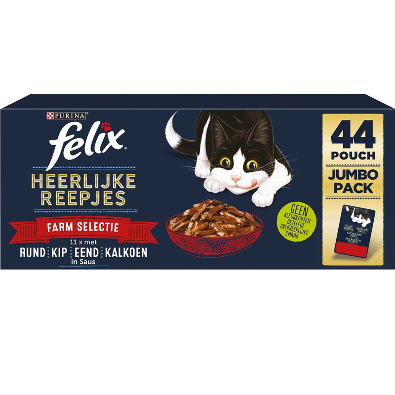 Felix Heerlijke Reepjes Farm Selectie Rund / Kip / Eend / Kalkoen