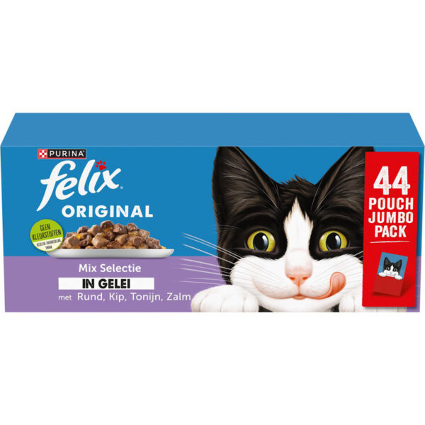 Felix Pouch Original In Gelei Mix Box Rund / Kip / Tonijn / Zalm