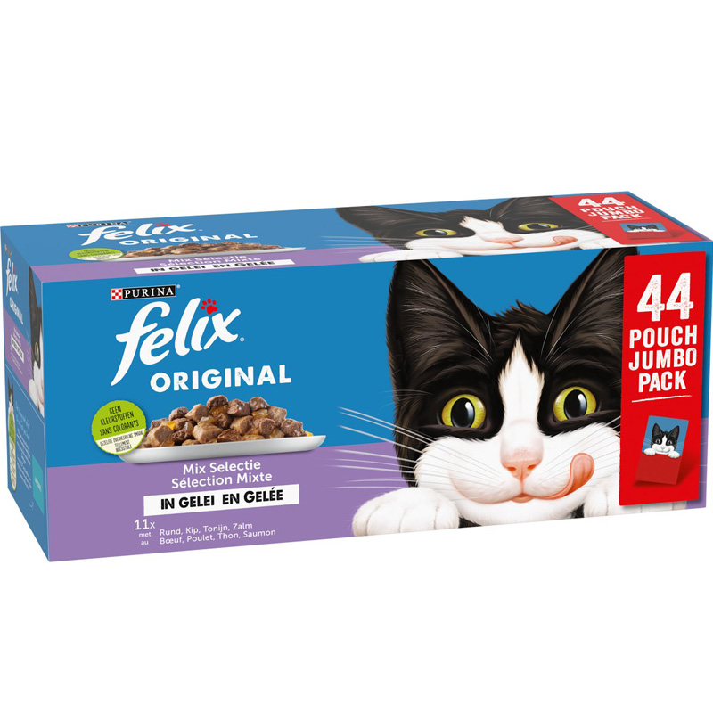 Felix Pouch Original In Gelei Mix Box Rund / Kip / Tonijn / Zalm - Afbeelding 2