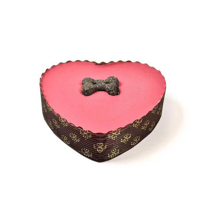 The Barking Bakery Yoghurt Topped Pawty Cake Roze Hart Met Kaars - Afbeelding 2