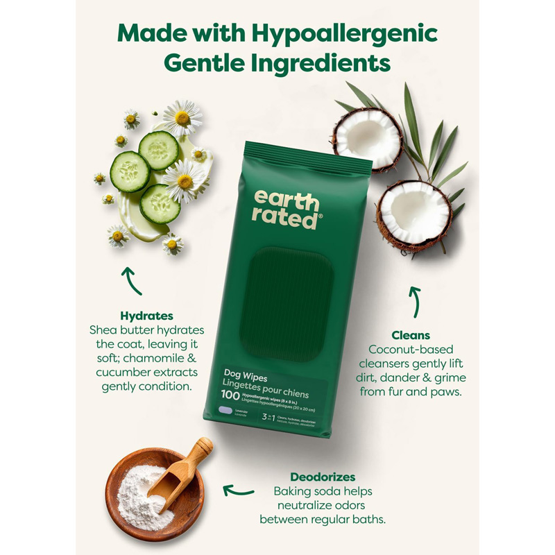 Earth Rated Dog Wipes Lavendel Composteerbaar - Afbeelding 5