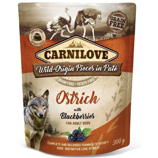 Carnilove Dog Pouch Struisvogel / Bramen