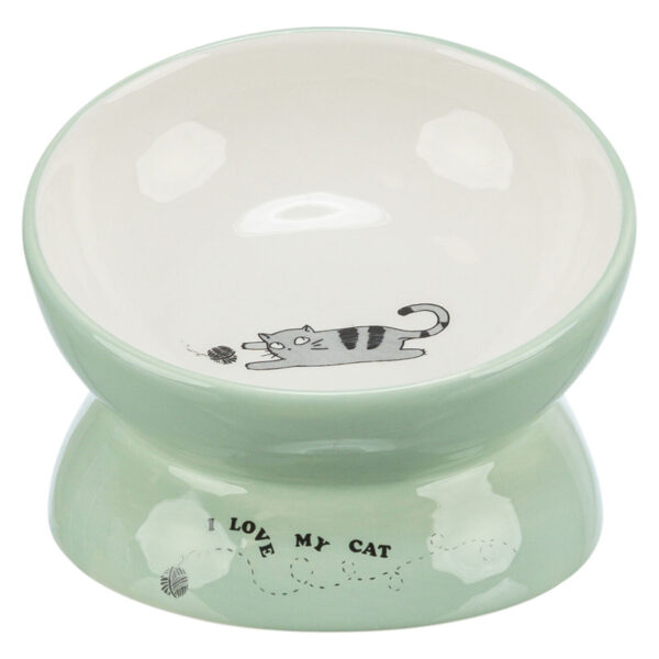 Trixie Voerbak / Drinkbak Kat Verhoogd Keramiek Salie / Wit