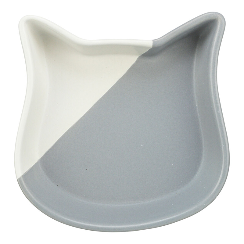 Trixie Voerbak Kat Kattenkop Keramiek Grijs / Wit