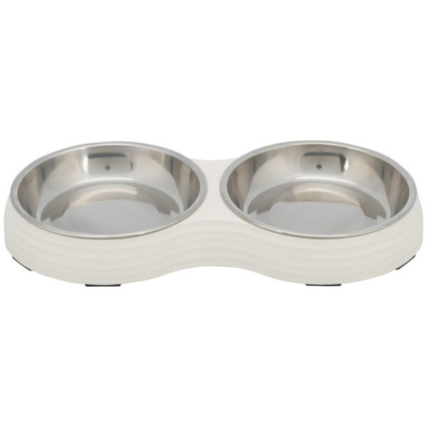Trixie Voerbak Kat Dubbel Melamine / Rvs Wit