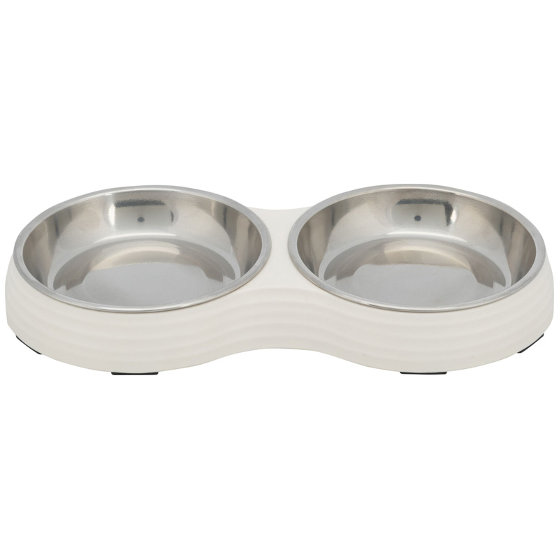 Trixie Voerbak Kat Dubbel Melamine / Rvs Wit
