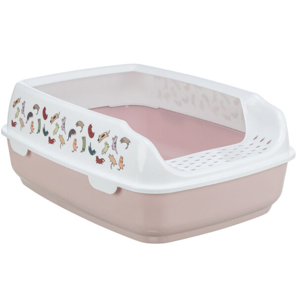 Trixie Kattenbak Delio Met Rand Bedrukt Lichtroze / Wit