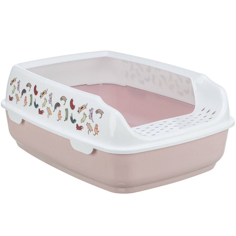 Trixie Kattenbak Delio Met Rand Bedrukt Lichtroze / Wit