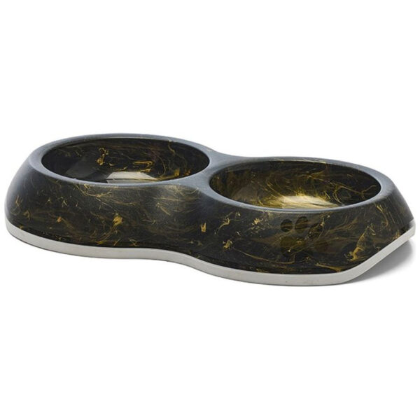 Savic Voerbak Delice Dubbel Marble Zwart / Goud