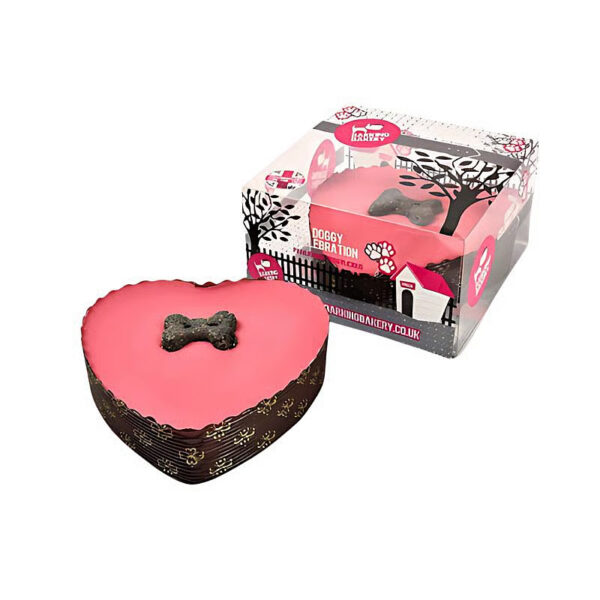 The Barking Bakery Yoghurt Topped Pawty Cake Roze Hart Met Kaars