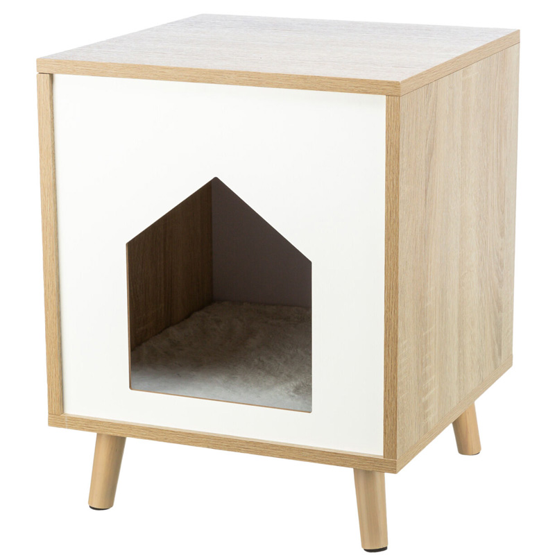 Trixie Kattenmand Huis Isa Houtlook Lichtbruin / Wit