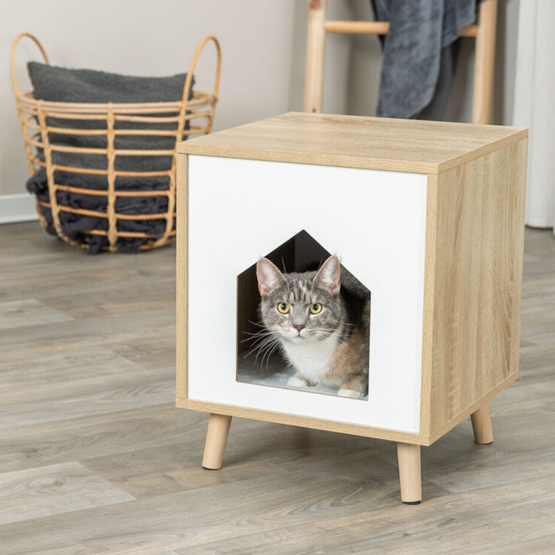 Trixie Kattenmand Huis Isa Houtlook Lichtbruin / Wit - Afbeelding 2