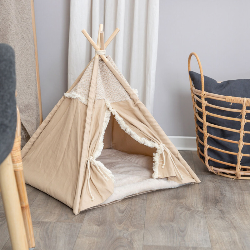 Trixie Kattenmand Tipi Boho Beige - Afbeelding 3