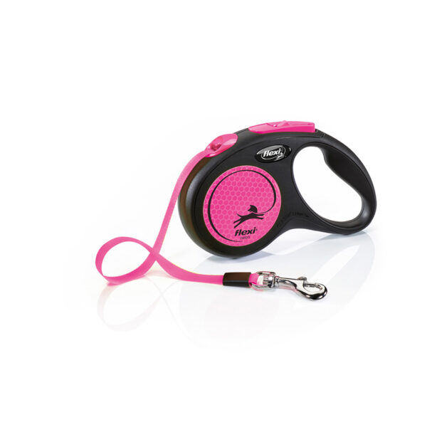 Flexi Rollijn New Classic Neon Tape Zwart / Roze