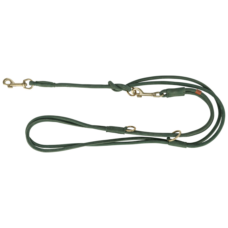 Trixie Hondenriem Pure Verstelbaar Rond Gestikt Leer Saliegroen