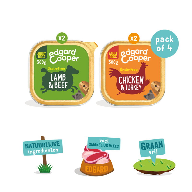 Edgard & Cooper Multipack Hond Adult Kip / Lam Graanvrij