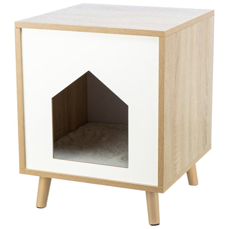 Trixie Kattenmand Huis Isa Houtlook Lichtbruin / Wit