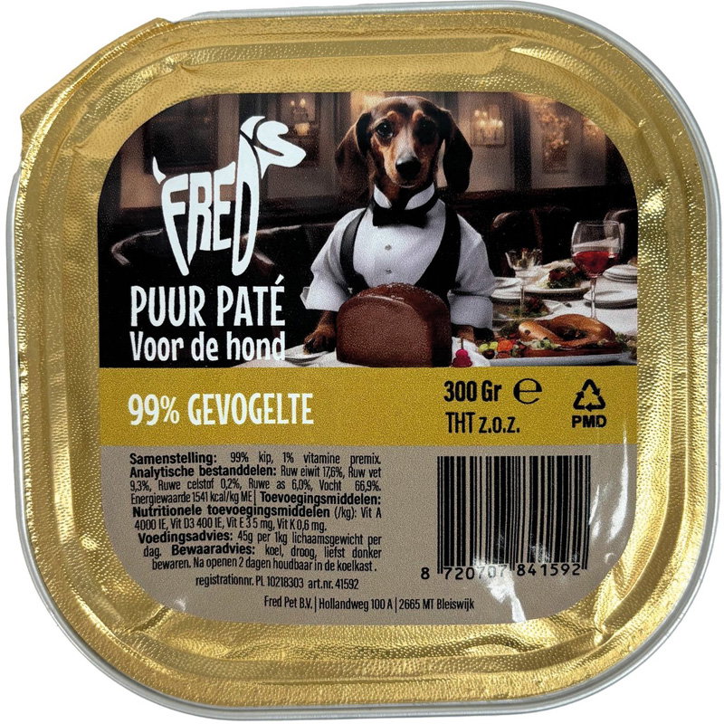 Freds Kuipje Hond Puur Gevogelte 9x300gr