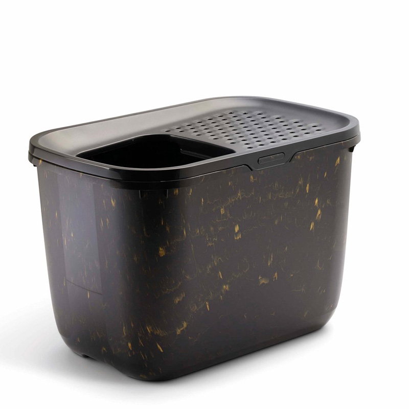 Savic Kattenbak Hop In Marble Zwart / Goud
