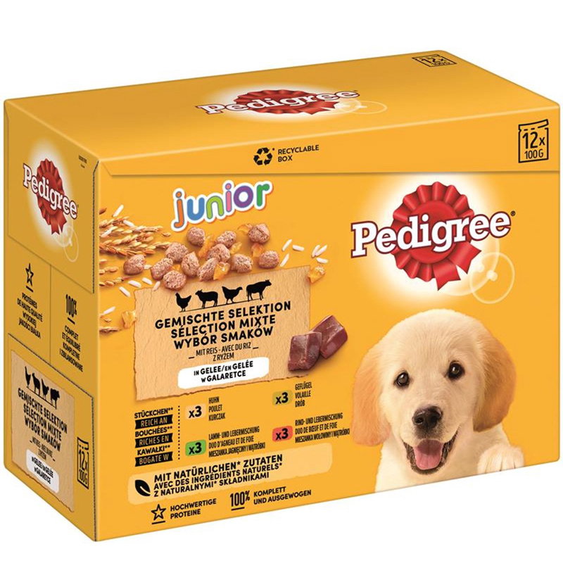 Pedigree Multipack Maaltijdzakjes Junior In Gelei 12x100gr