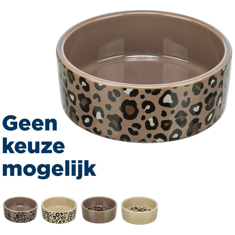 Trixie Voerbak / Drinkbak Leo Kat Keramiek Panterprint Assorti