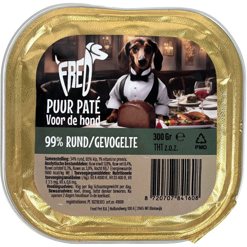 Freds Kuipje Hond Puur Rund / Gevogelte 9x300gr
