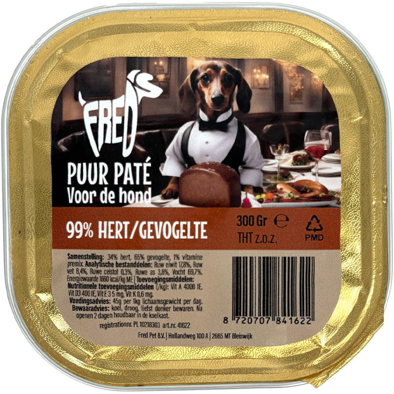 Freds Kuipje Hond Puur Hert / Gevogelte 9x300gr