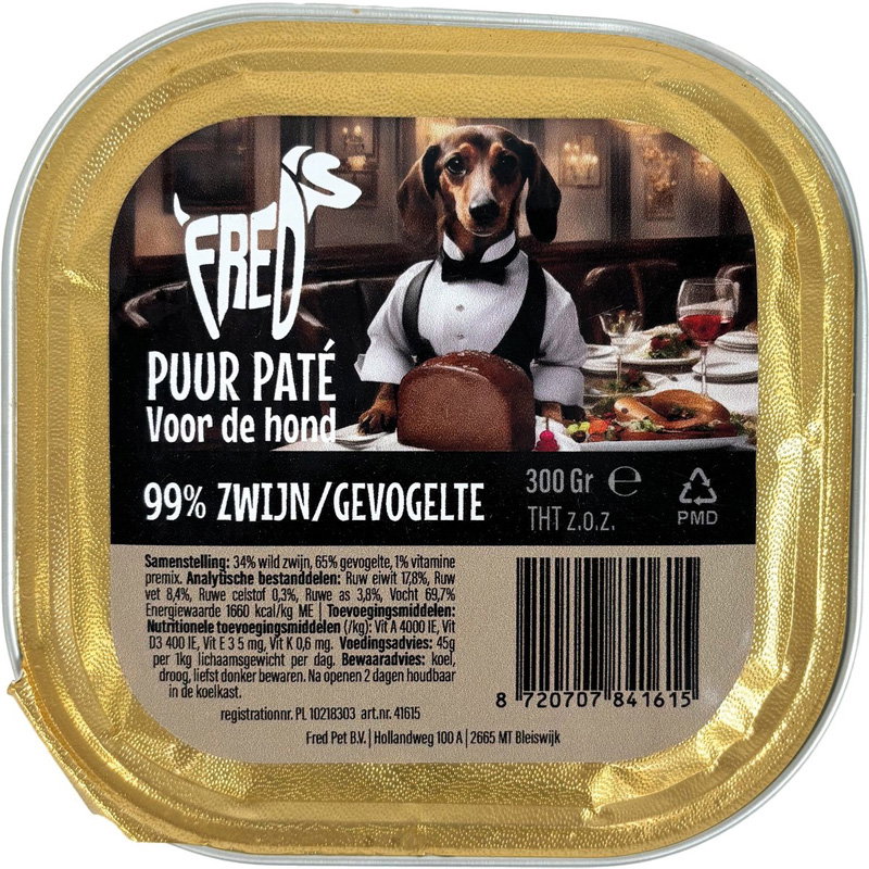 Freds Kuipje Hond Puur Wild Zwijn / Gevogelte 9x300gr