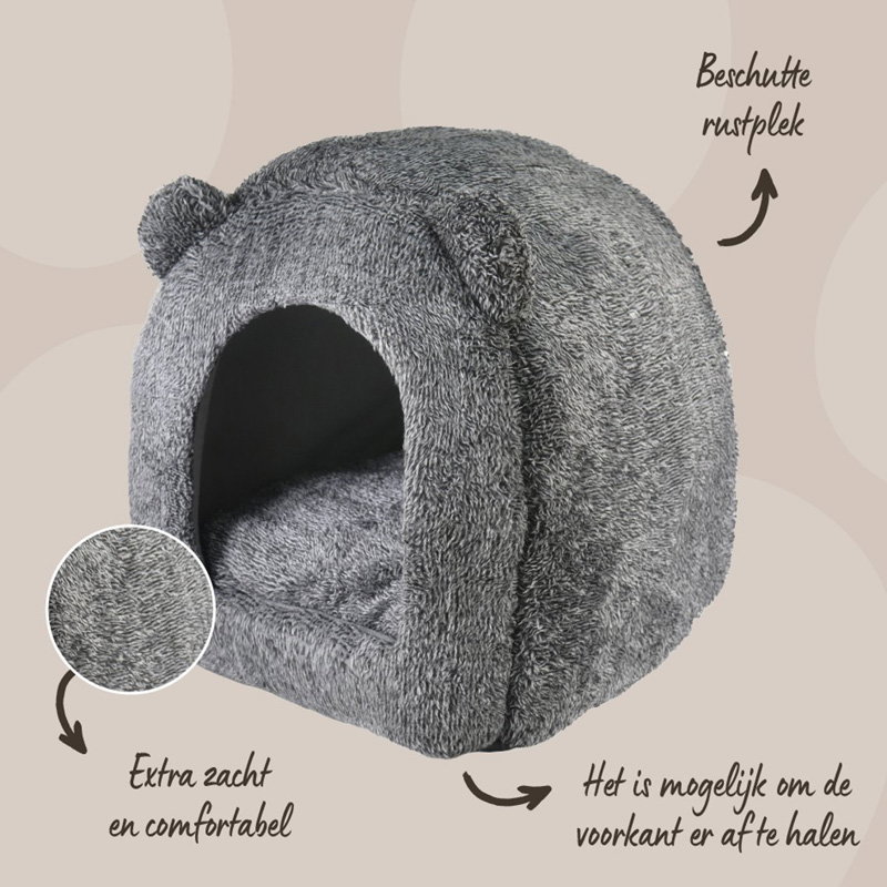 40 Winks Rosewood Kattenmand Iglo Teddy Grijs