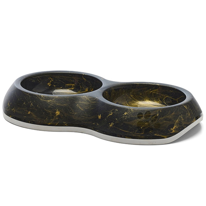Savic Voerbak Delice Dubbel Marble Zwart / Goud