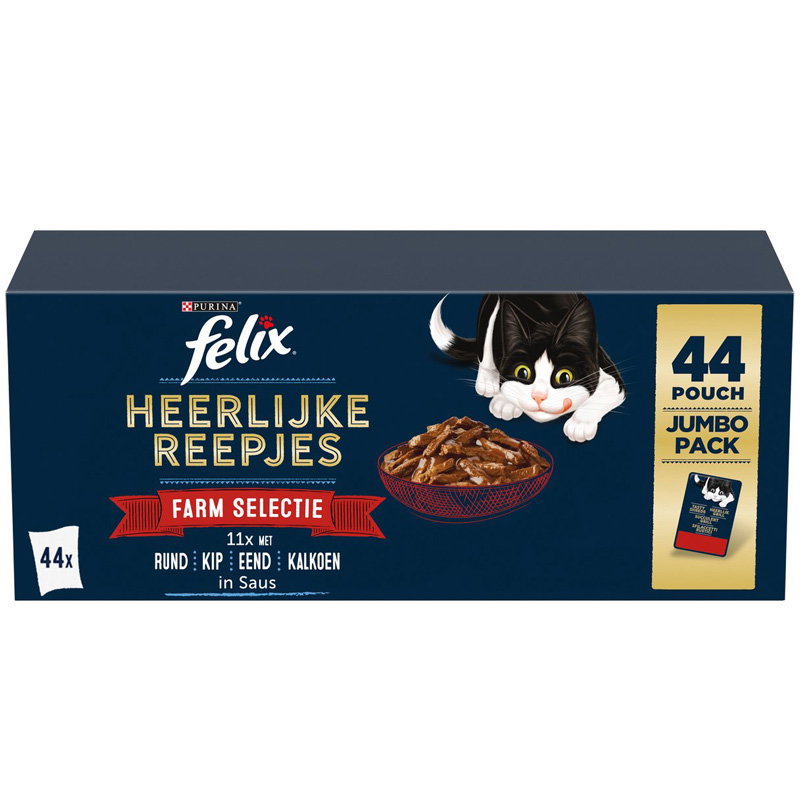 Felix Heerlijke Reepjes Farm Selectie Rund / Kip / Eend / Kalkoen
