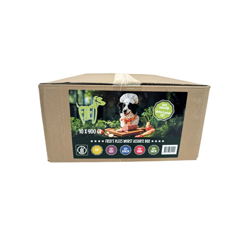 Freds Gestoomd Vers Vlees Worst Assorti Box 10x900gr