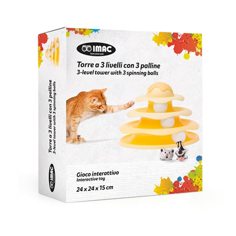 Imac Cat Tower 3 Niveaus Geel 24X24X15 Cm
