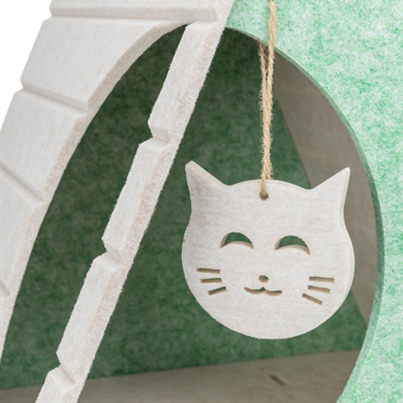 Trixie Kattenmand Speelbox Lucy Driehoekig Vilt Zand / Groen 46X38X50 Cm