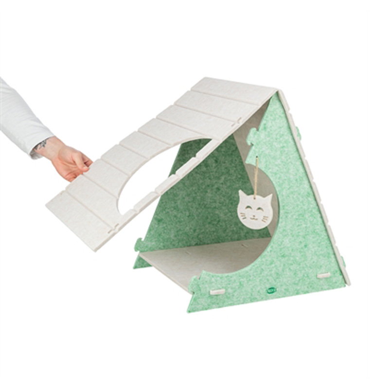 Trixie Kattenmand Speelbox Lucy Driehoekig Vilt Zand / Groen 46X38X50 Cm