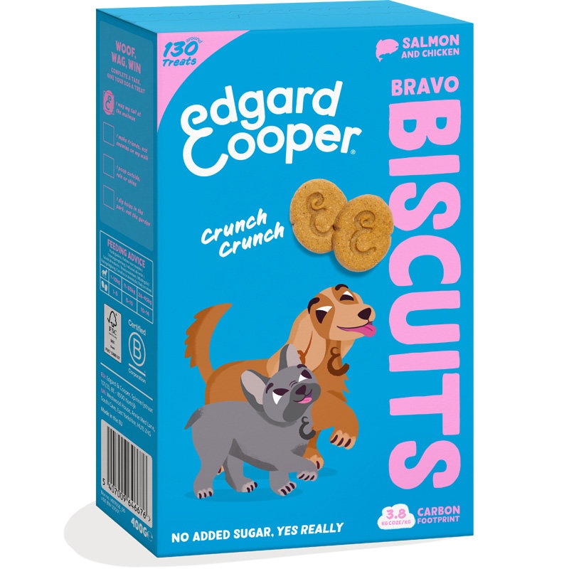 Edgard Cooper Bravo hondentraktaties koekjes zalm/kip,traktaties voor volwassenen en puppy’s